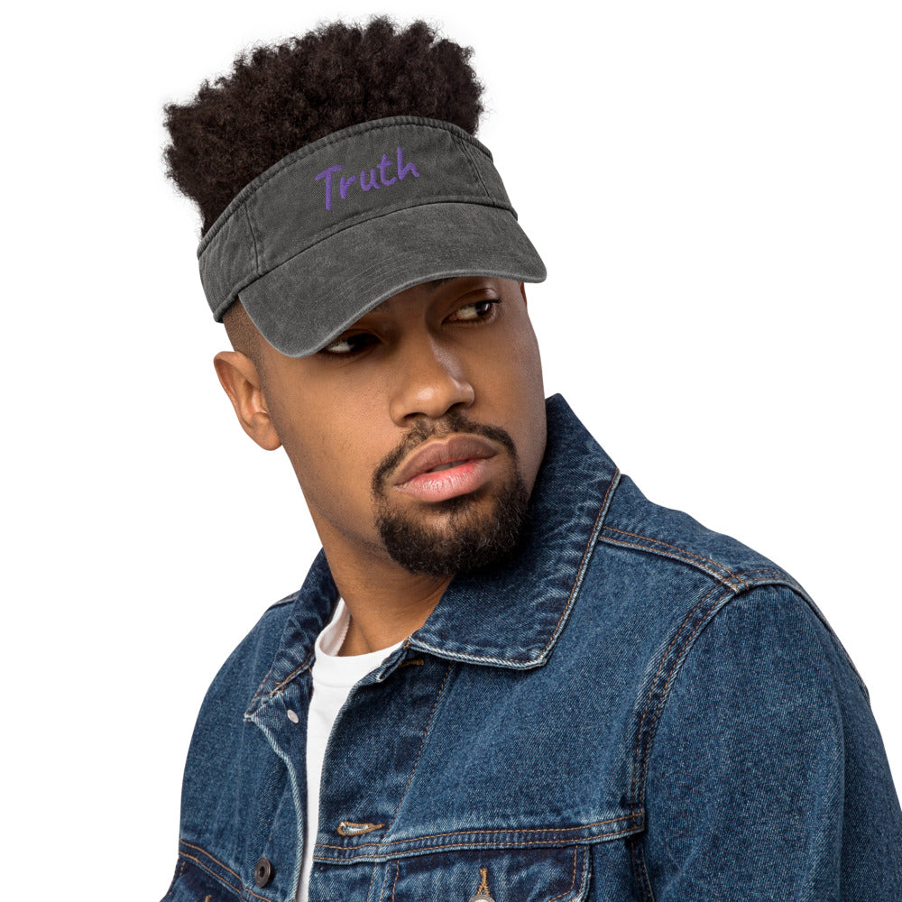 Truth In Amethyst Embroidery on Denim Visor