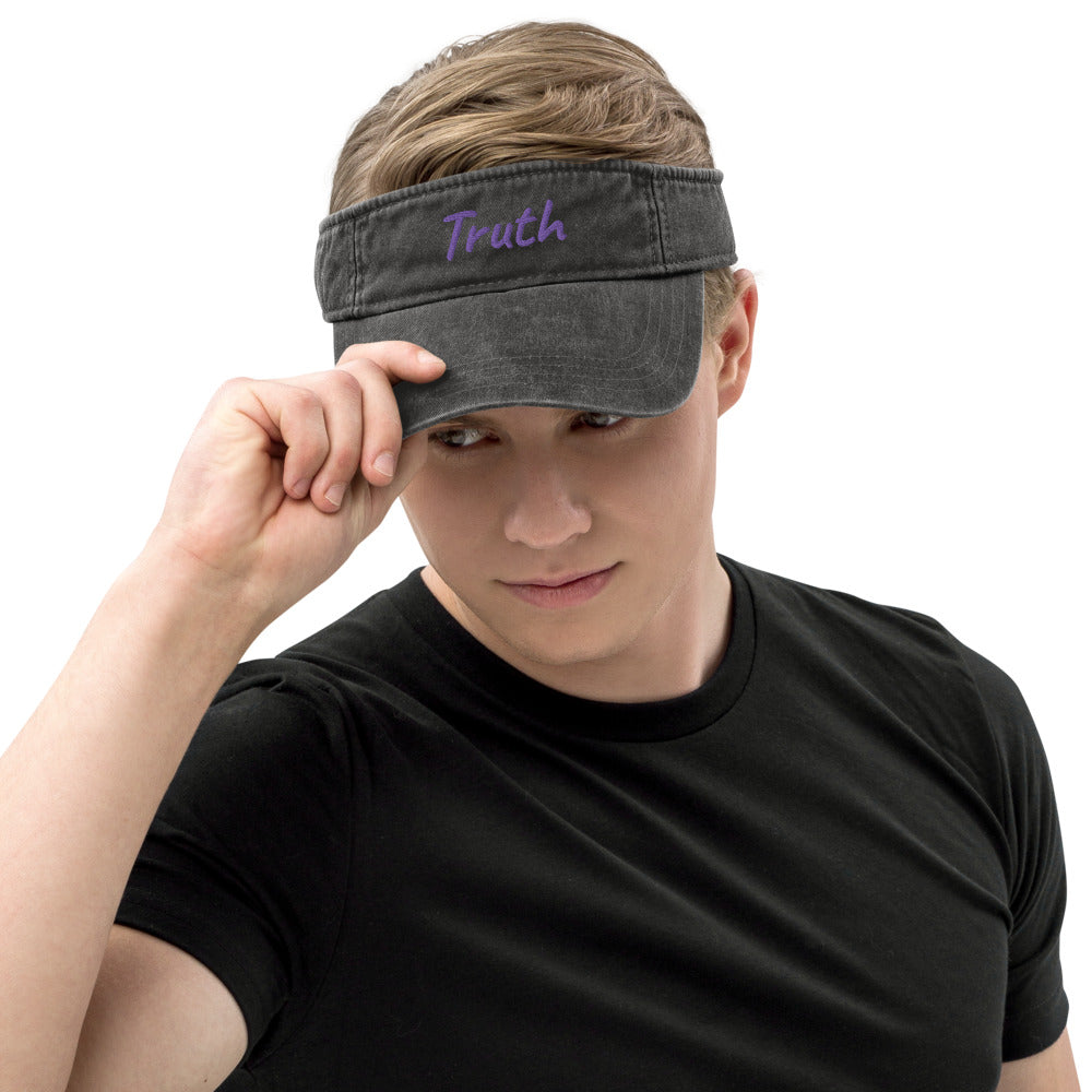 Truth In Amethyst Embroidery on Denim Visor