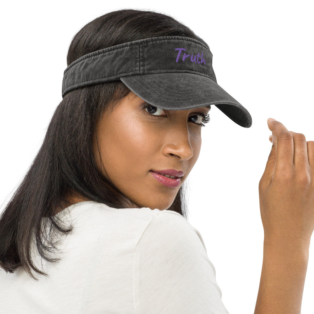 Truth In Amethyst Embroidery on Denim Visor