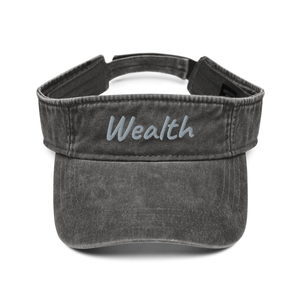 Wealth In Silver Embroidery on Denim Visor