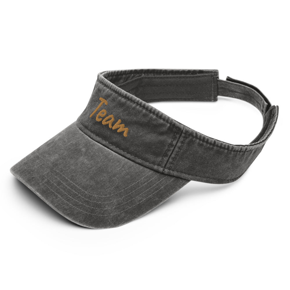 Team In Celluloid Embroidery on Denim Visor