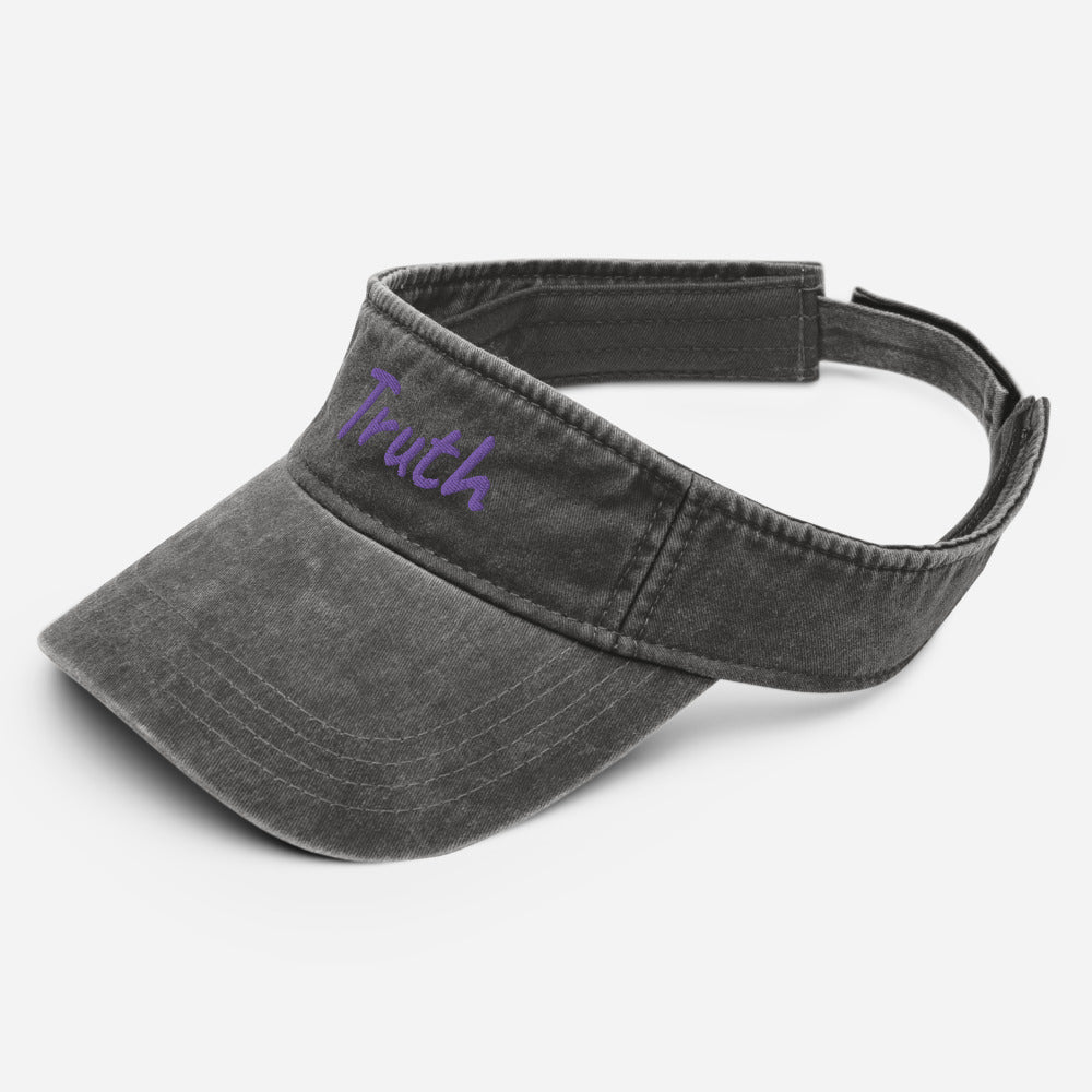 Truth In Amethyst Embroidery on Denim Visor