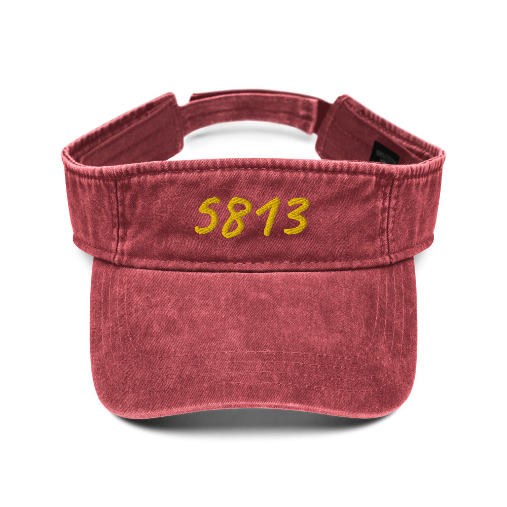 5813 In Gold Embroidery on Denim Visor