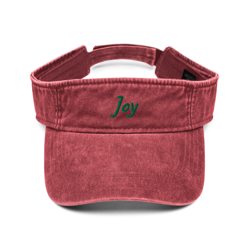 Joy In Emerald Embroidery on Denim Visor