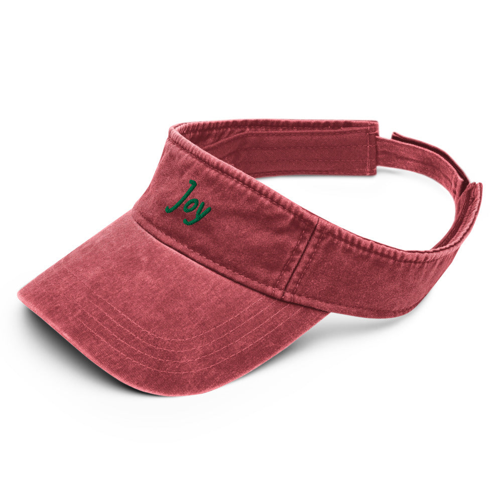 Joy In Emerald Embroidery on Denim Visor