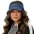 Keep Moving The World Forward In Gold Embroidery on Denim Visor