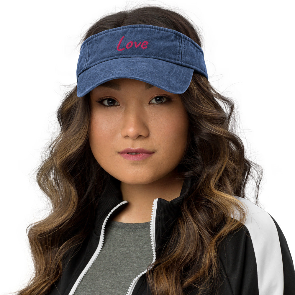 Love In Star Rose Quartz Embroidery on Denim Visor