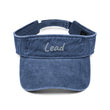 Lead In Silver Embroidery on Denim Visor