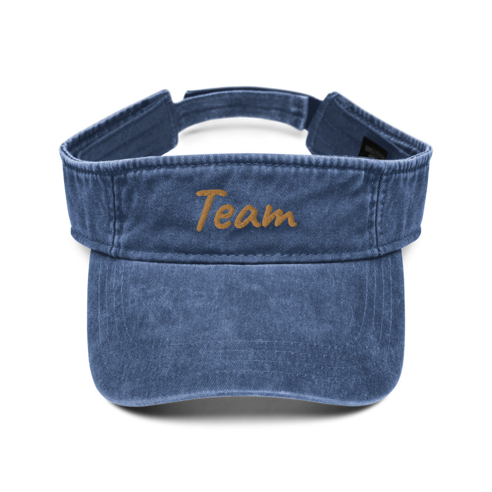 Team In Celluloid Embroidery on Denim Visor