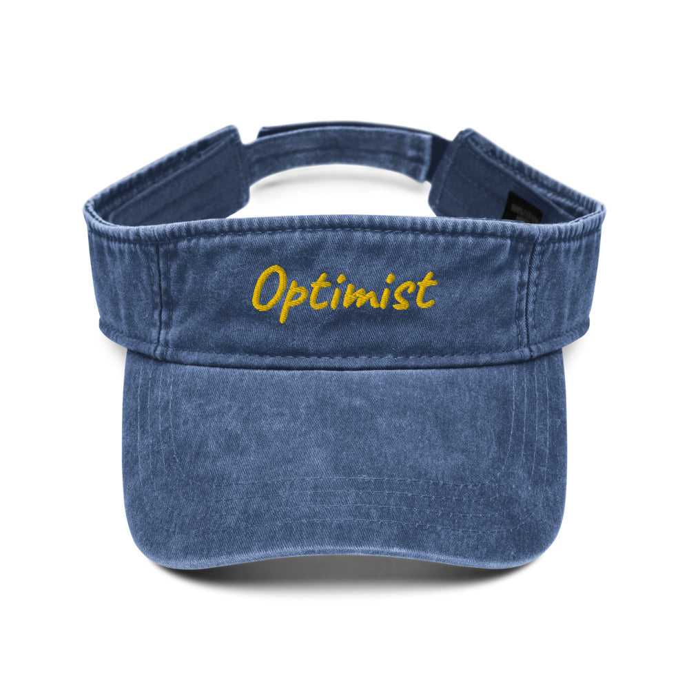 Optimist In Gold Embroidery on Denim Visor