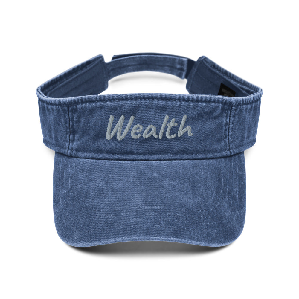 Wealth In Silver Embroidery on Denim Visor