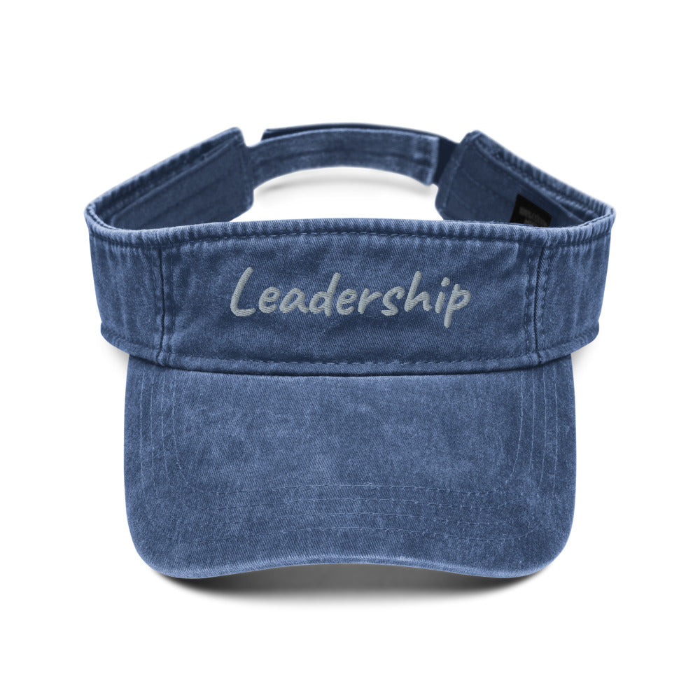 Leadership In Silver Embroidery on Denim Visor