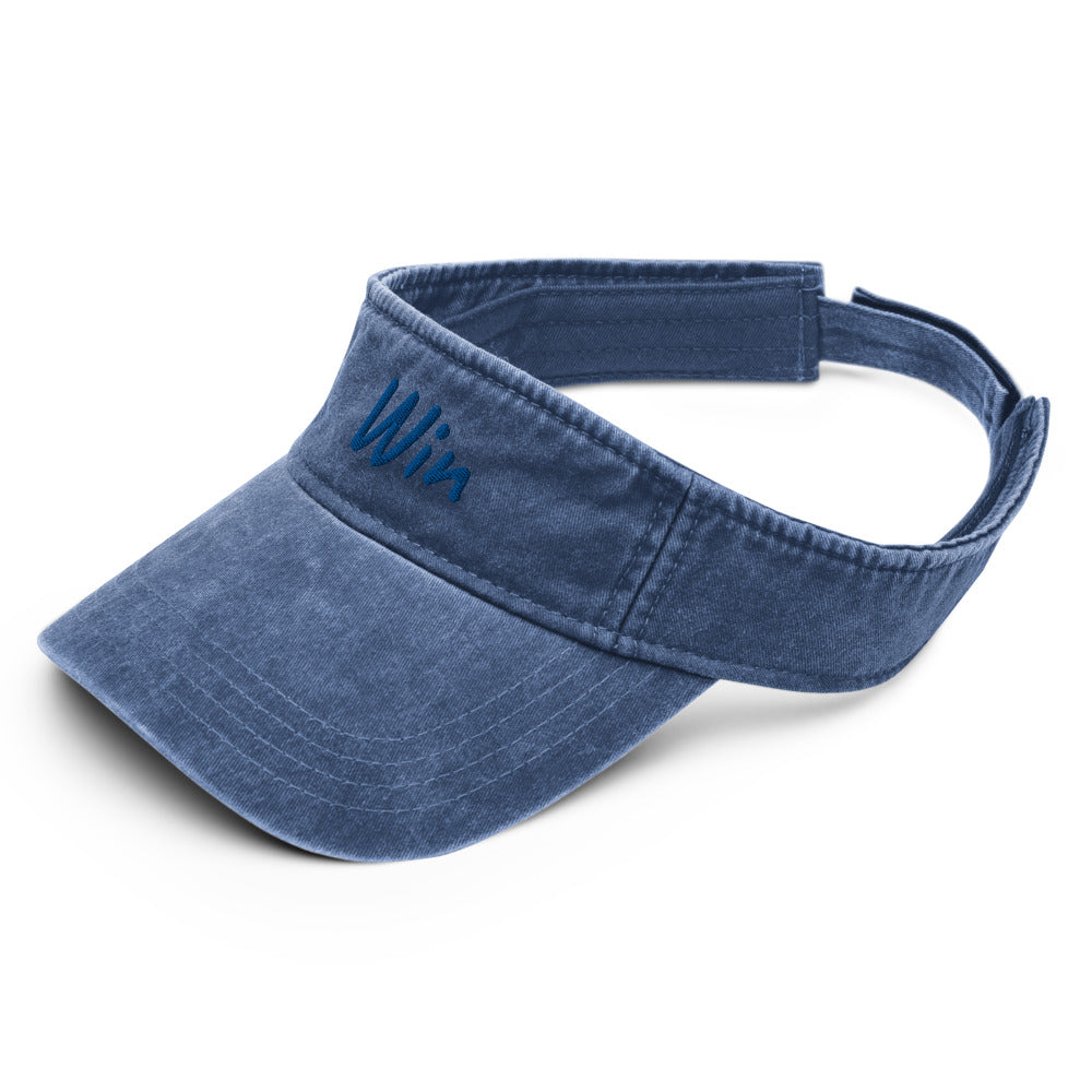 Win In Sapphire Embroidery on Denim Visor