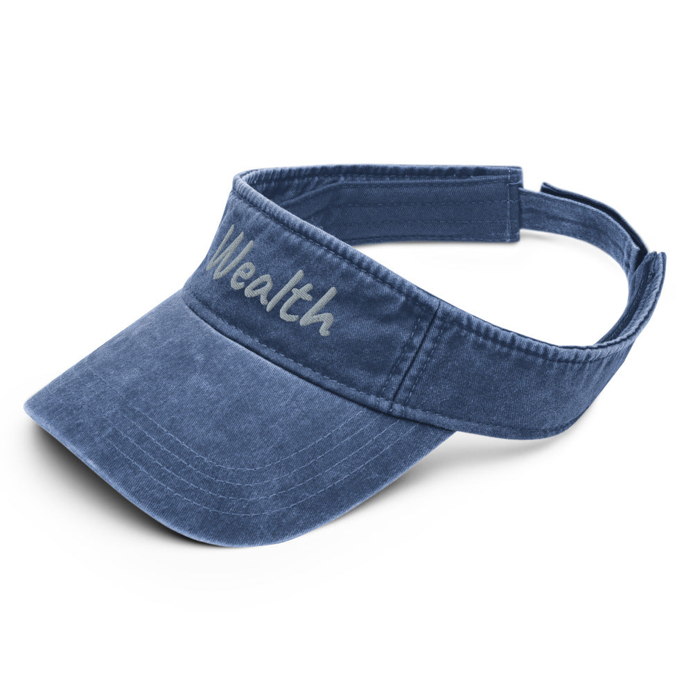 Wealth In Silver Embroidery on Denim Visor