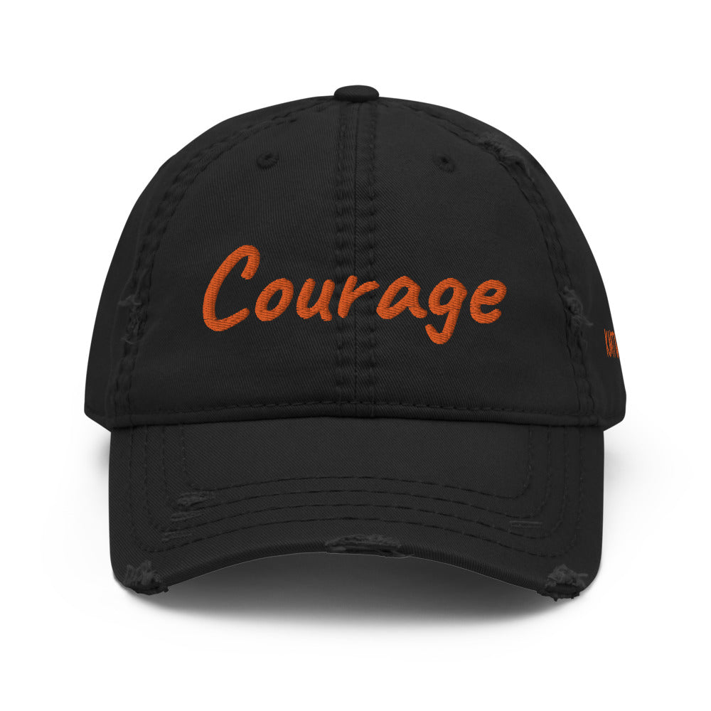 Courage In Amber Embroidery on Distressed Dad Hat