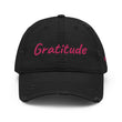 Gratitude In Star Rose Quartz Embroidery on Distressed Dad Hat