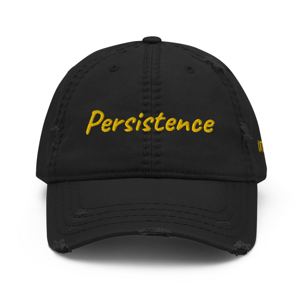 Persistence In Gold Embroidery on Distressed Dad Hat