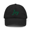 Joy In Emerald Embroidery on Distressed Dad Hat