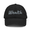 Wealth In Silver Embroidery on Distressed Dad Hat