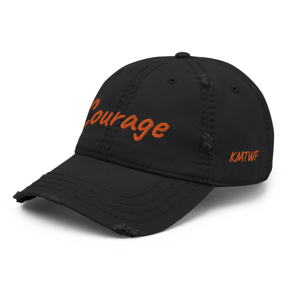 Courage In Amber Embroidery on Distressed Dad Hat