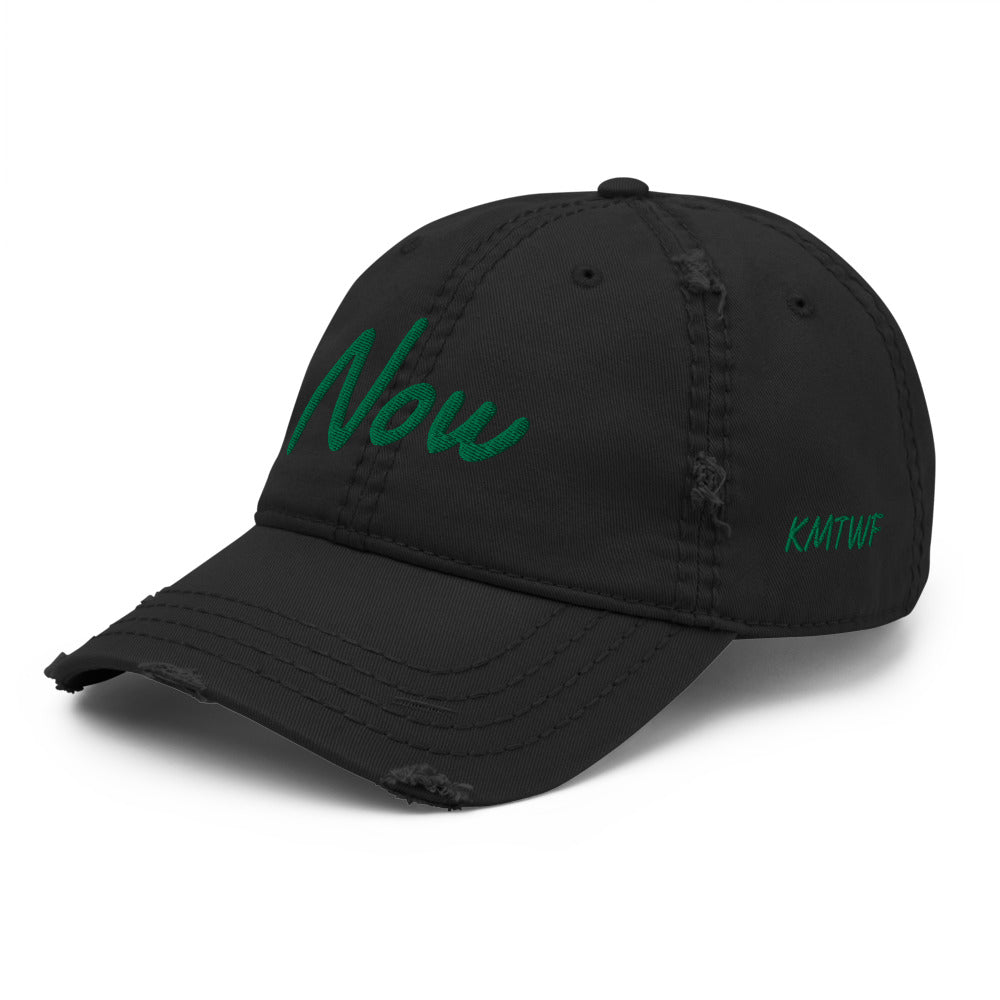 Now In Emerald Embroidery on Distressed Dad Hat