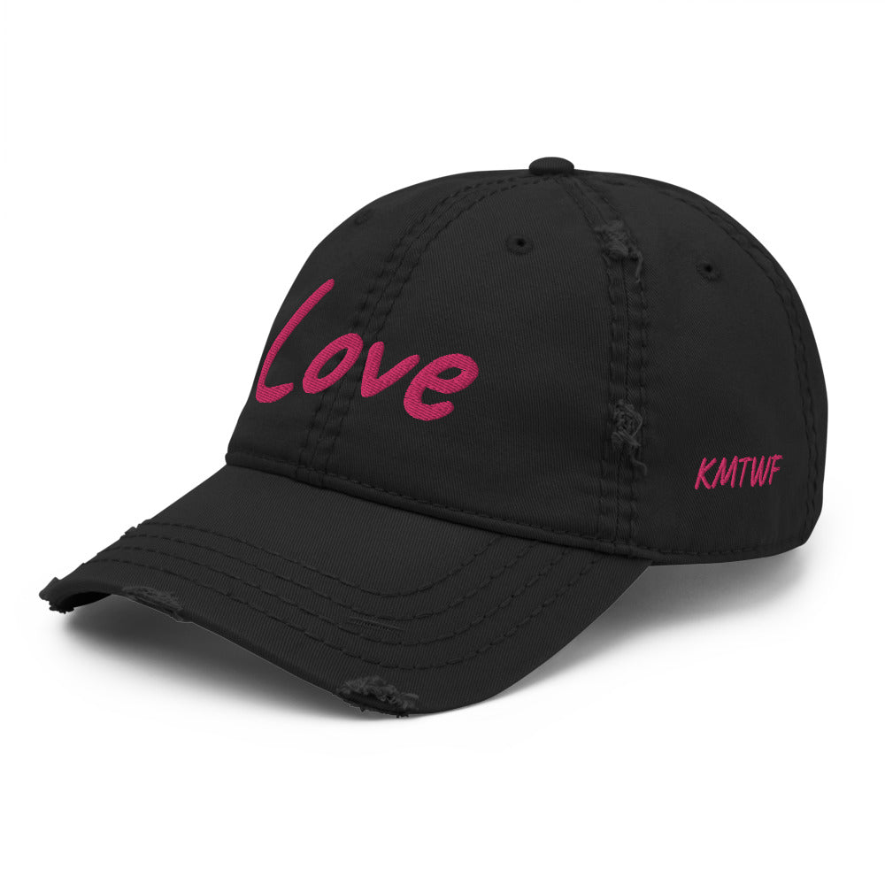 Love In Star Rose Quartz Embroidery on Distressed Dad Hat