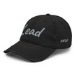 Lead In Silver Embroidery on Distressed Dad Hat