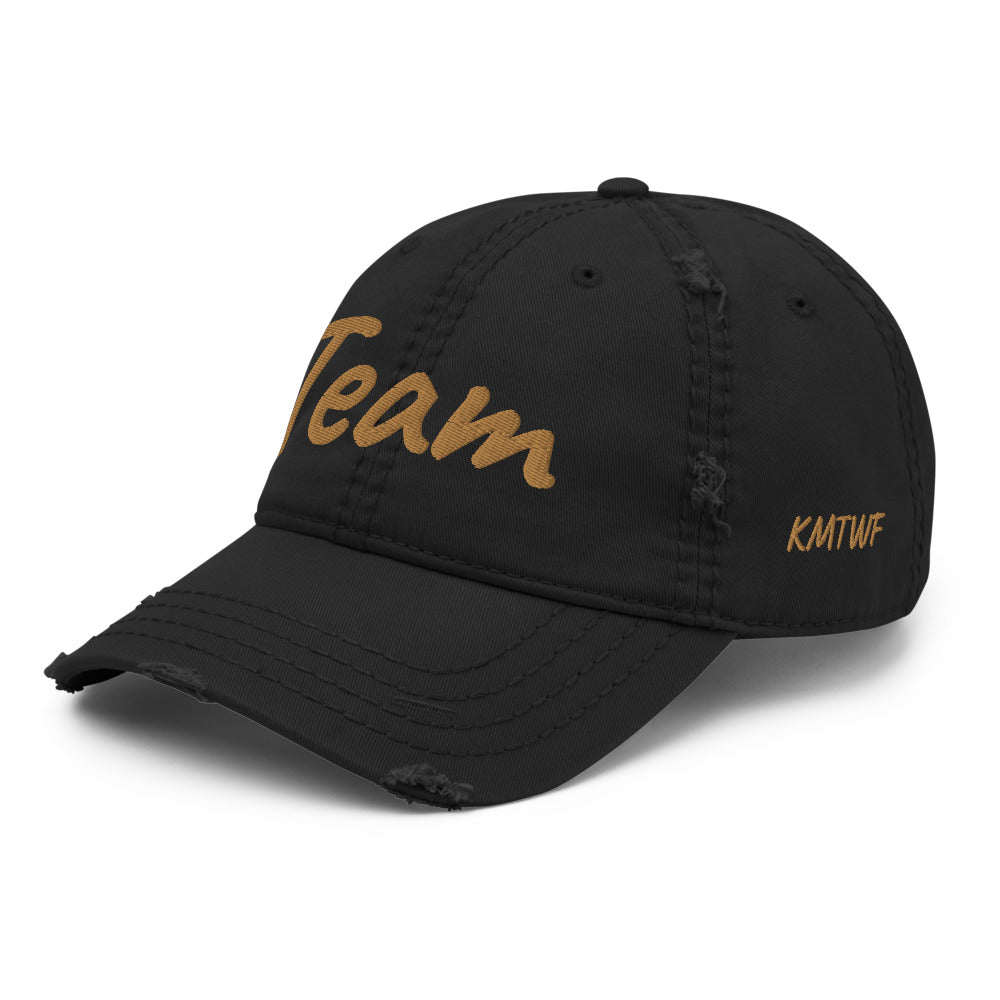 Team In Celluloid Embroidery on Distressed Dad Hat