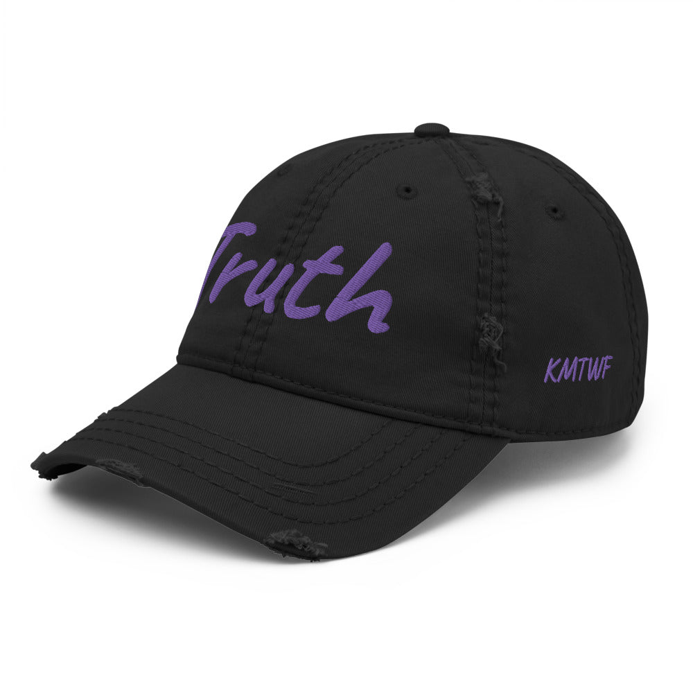 Truth In Amethyst Embroidery on Distressed Dad Hat