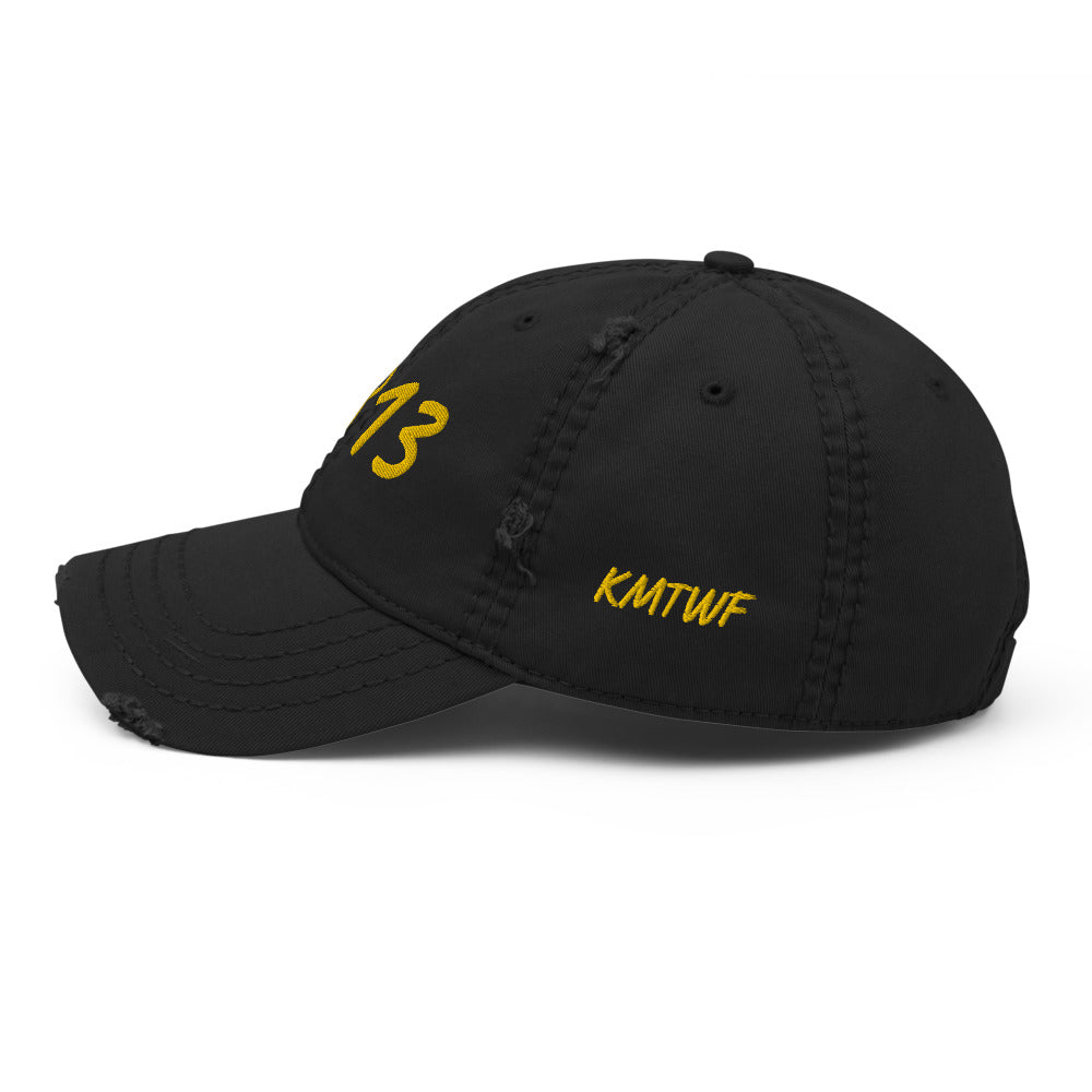 5813 In Gold Embroidery on Distressed Dad Hat