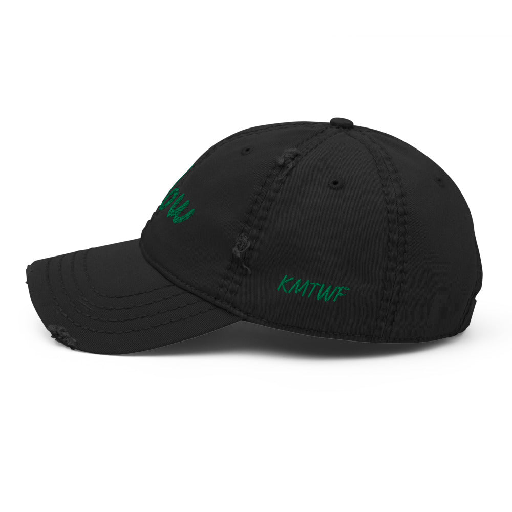 Now In Emerald Embroidery on Distressed Dad Hat