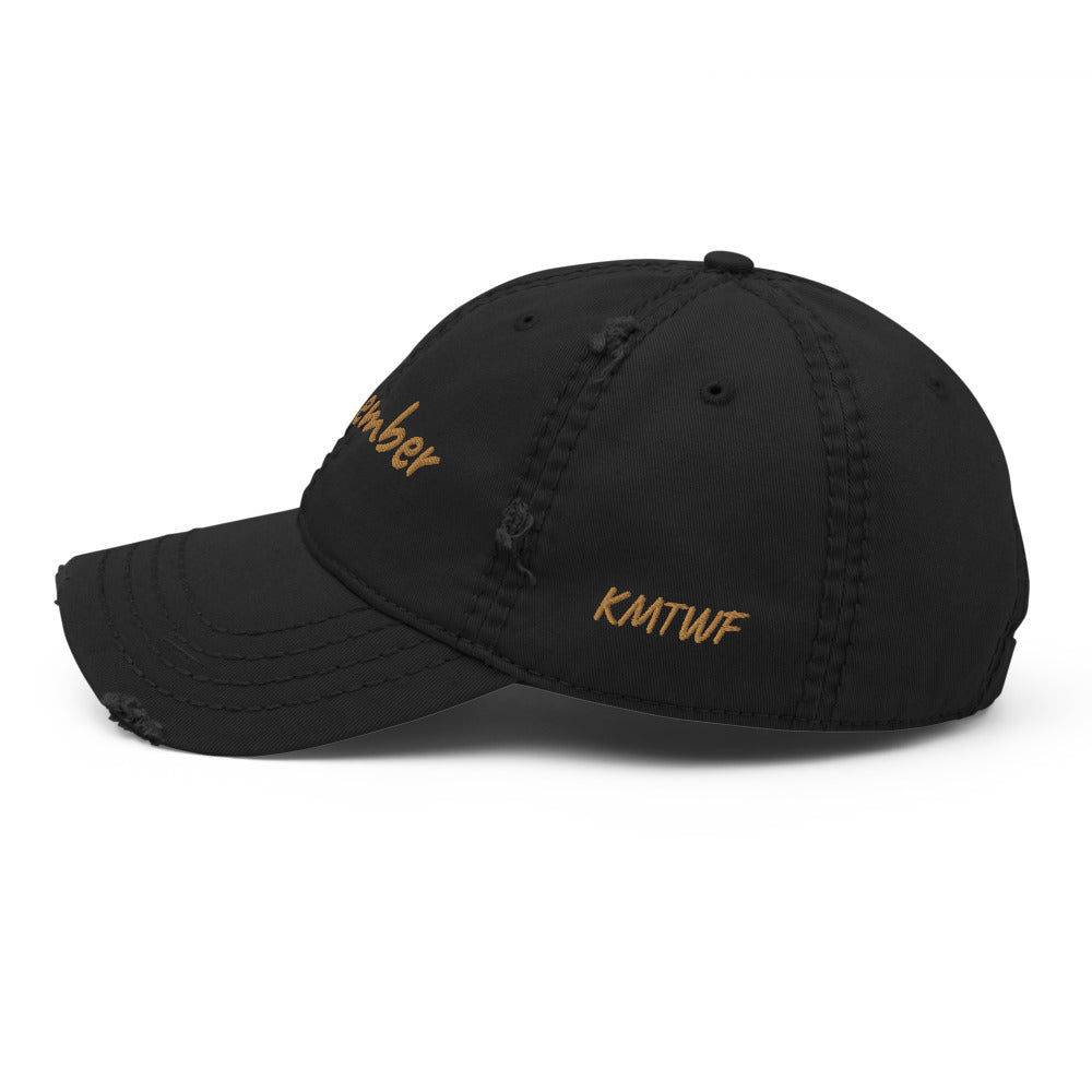 Remember In Celluloid Embroidery on Distressed Dad Hat