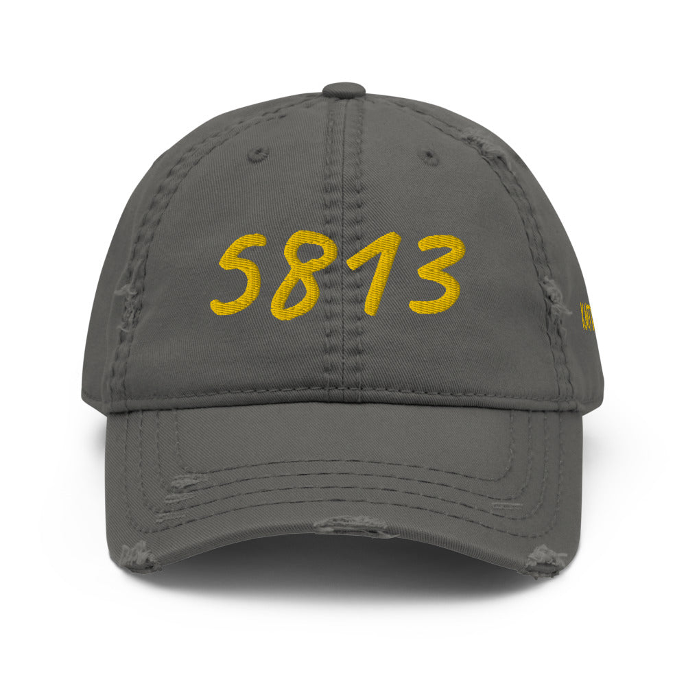 5813 In Gold Embroidery on Distressed Dad Hat