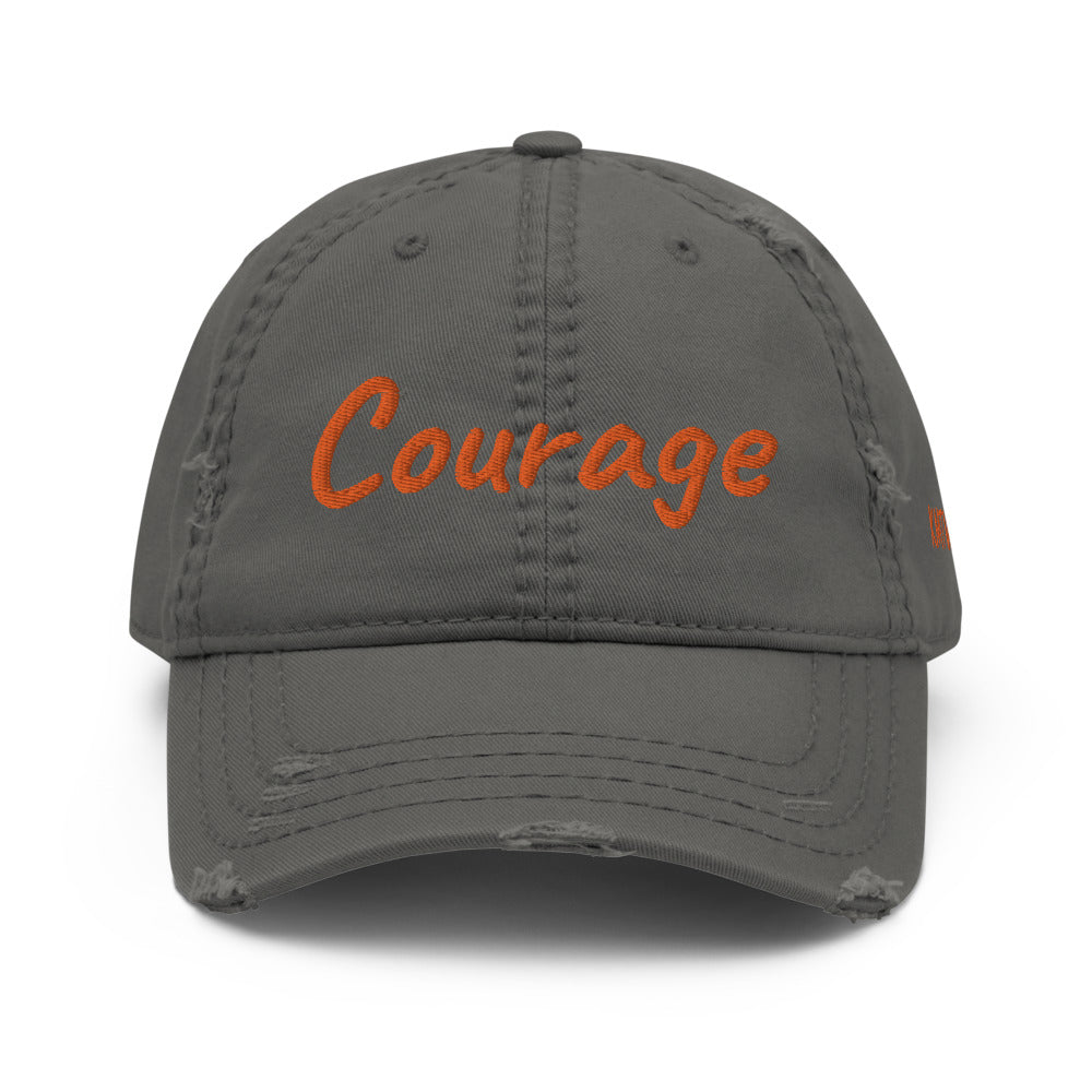 Courage In Amber Embroidery on Distressed Dad Hat