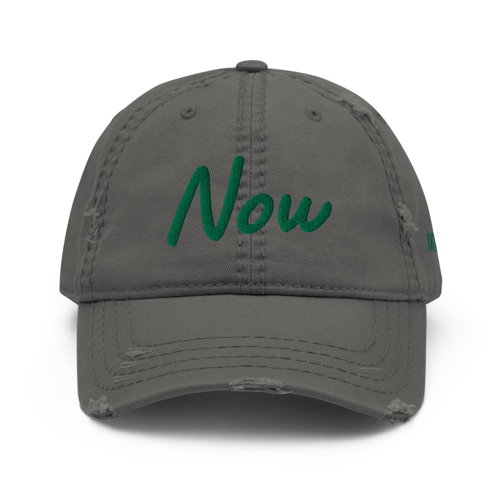 Now In Emerald Embroidery on Distressed Dad Hat