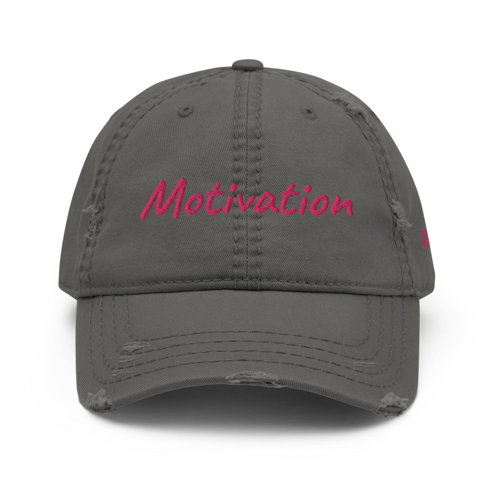 Motivation In Star Rose Quartz Embroidery on Distressed Dad Hat