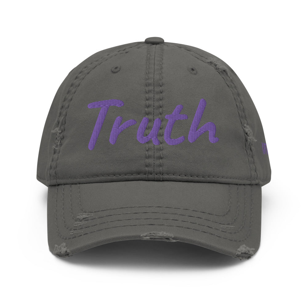 Truth In Amethyst Embroidery on Distressed Dad Hat