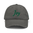 Joy In Emerald Embroidery on Distressed Dad Hat