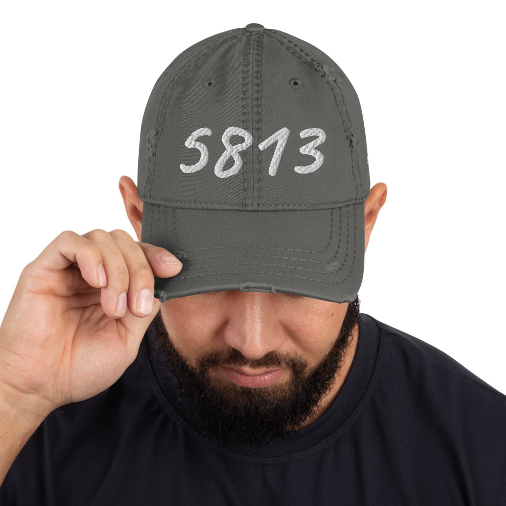 5813 In Pearl Embroidery on Distressed Dad Hat