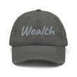 Wealth In Silver Embroidery on Distressed Dad Hat