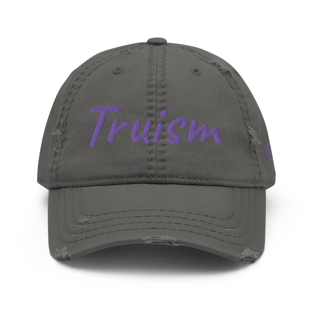 Truism In Amethyst Embroidery on Distressed Dad Hat