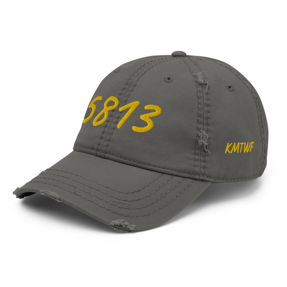 5813 In Gold Embroidery on Distressed Dad Hat