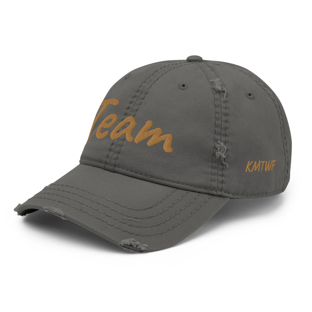 Team In Celluloid Embroidery on Distressed Dad Hat