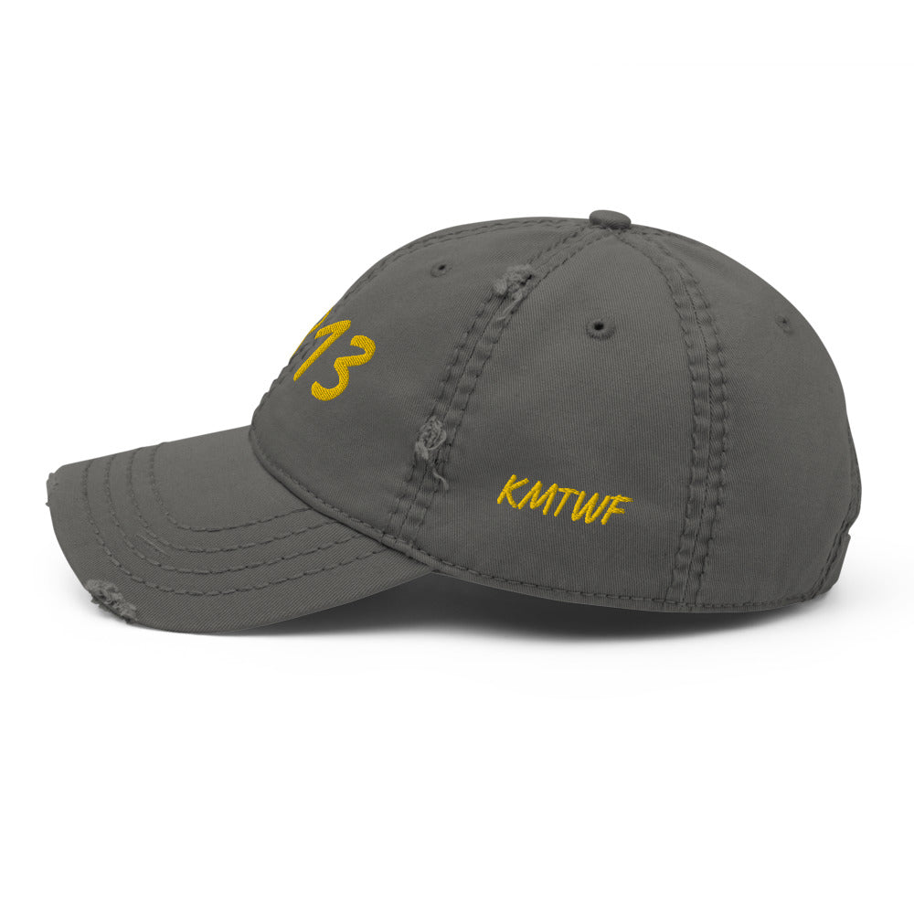 5813 In Gold Embroidery on Distressed Dad Hat