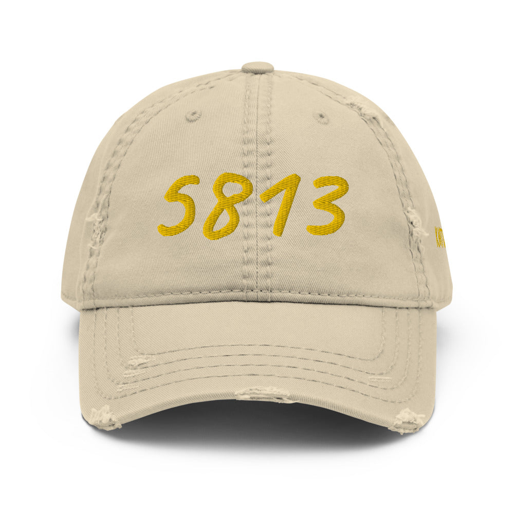 5813 In Gold Embroidery on Distressed Dad Hat