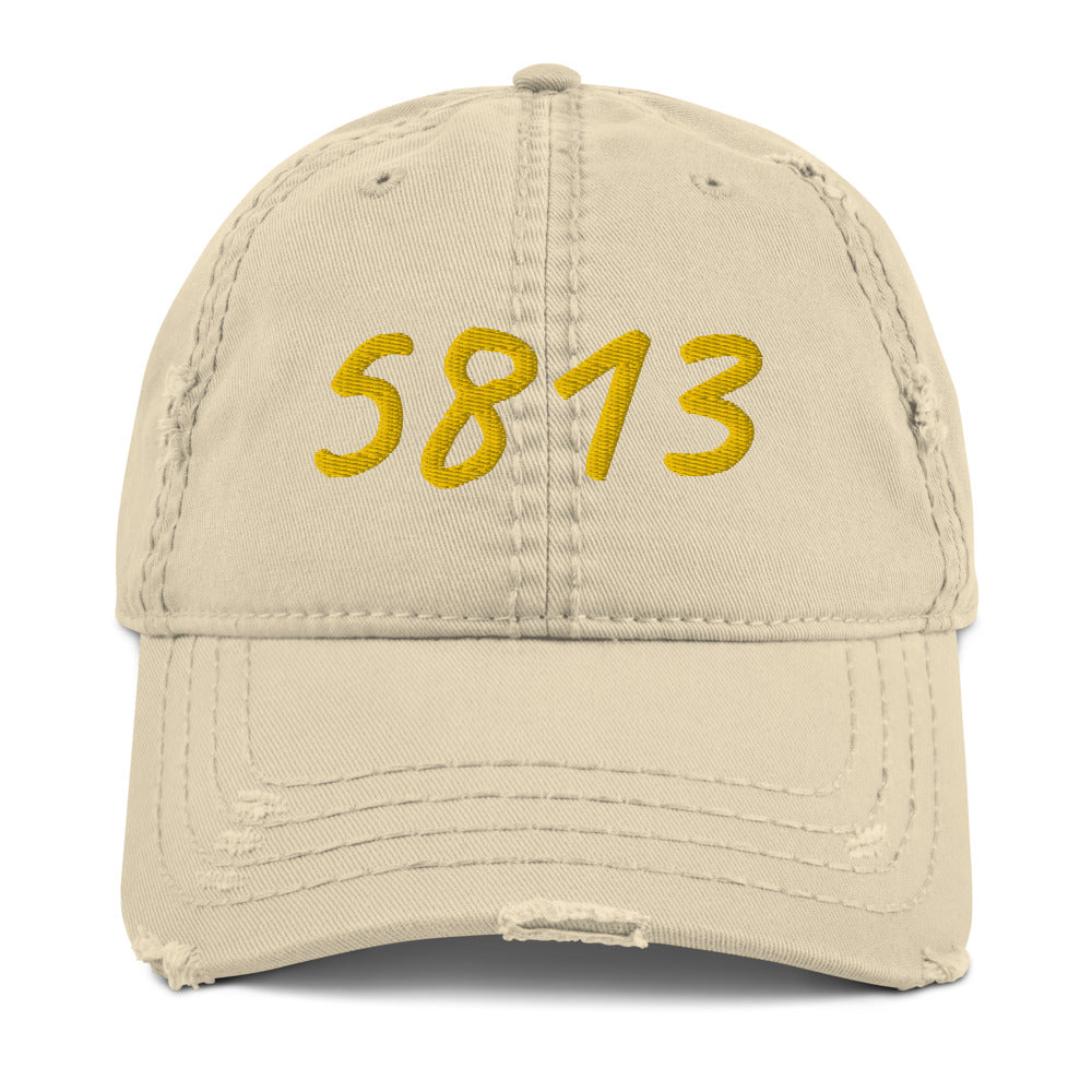 5813 In Gold Embroidery on Distressed Dad Hat