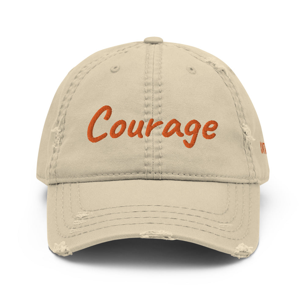 Courage In Amber Embroidery on Distressed Dad Hat