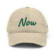 Now In Emerald Embroidery on Distressed Dad Hat