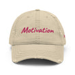 Motivation In Star Rose Quartz Embroidery on Distressed Dad Hat