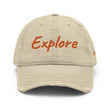 Explore In Amber Embroidery on Distressed Dad Hat